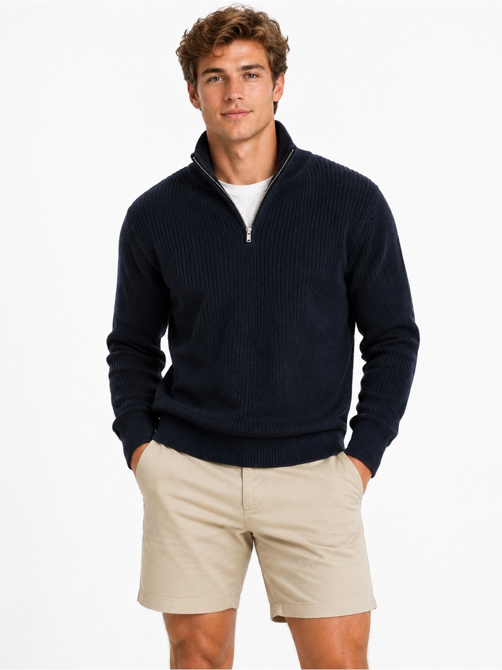 H&M Quarter Zip Knit Sweater Knit Cotton Black Men’s M Classic Dadcore